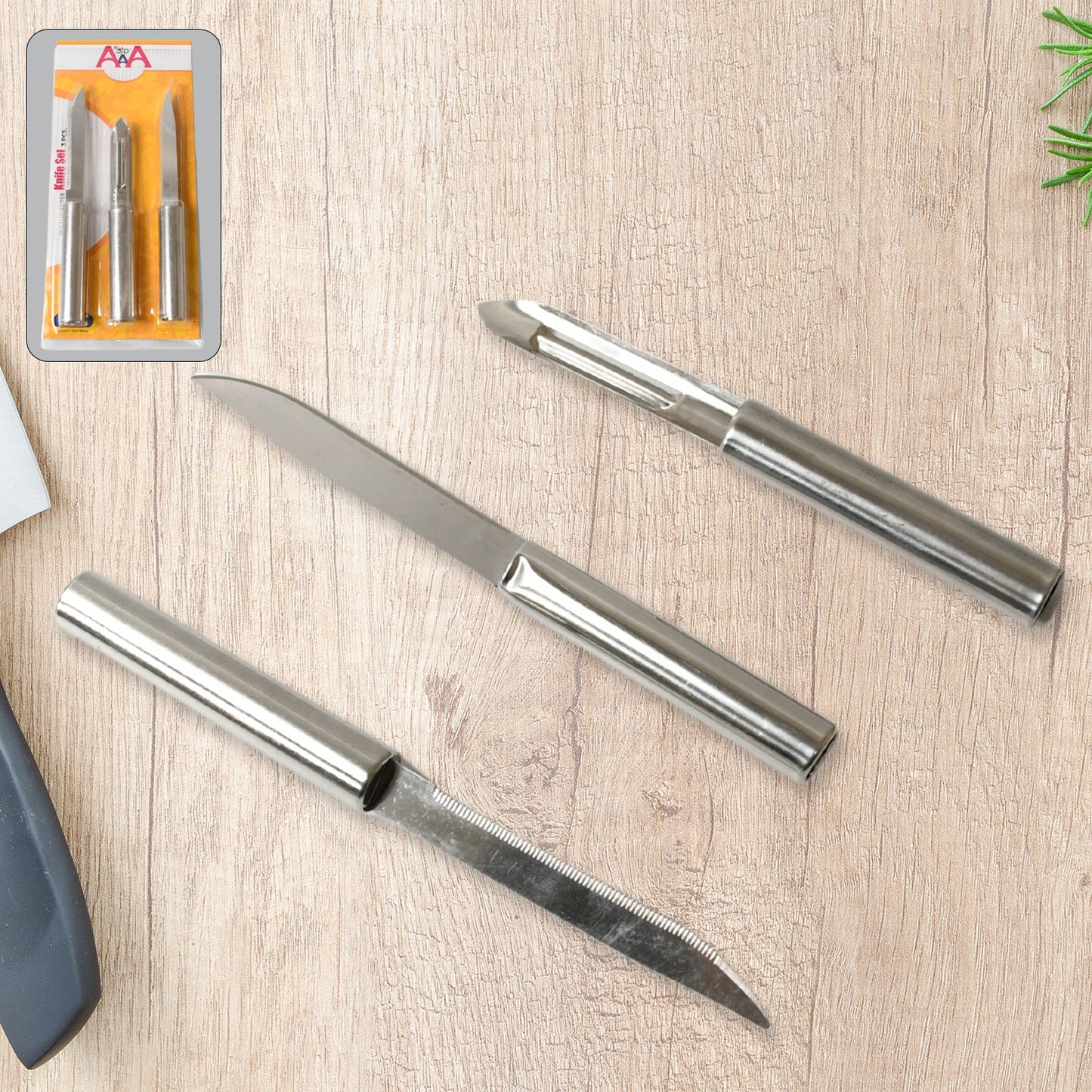 Stainless Steel Multipurpose Sharp Cutting Knife for Fruit Meat Vegetables 3 Pc