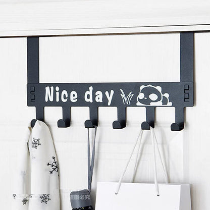 Heavy-Duty Carbon Steel Over Door Hook Rack for Towels & Coats (1 Pc, 6 Hooks)