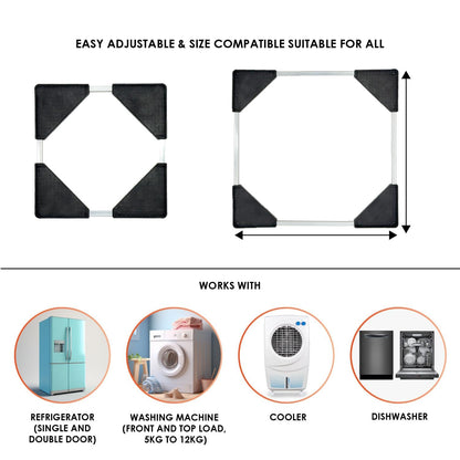 Adjustable Heavy-Duty Fridge and Washing Machine Stand Base Trolley 50x50 cm