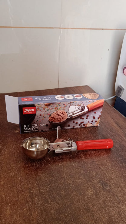 Apex Ice Cream Scoop – 70 ML Stainless Steel Head with Ergonomic Handle (1 Pc)