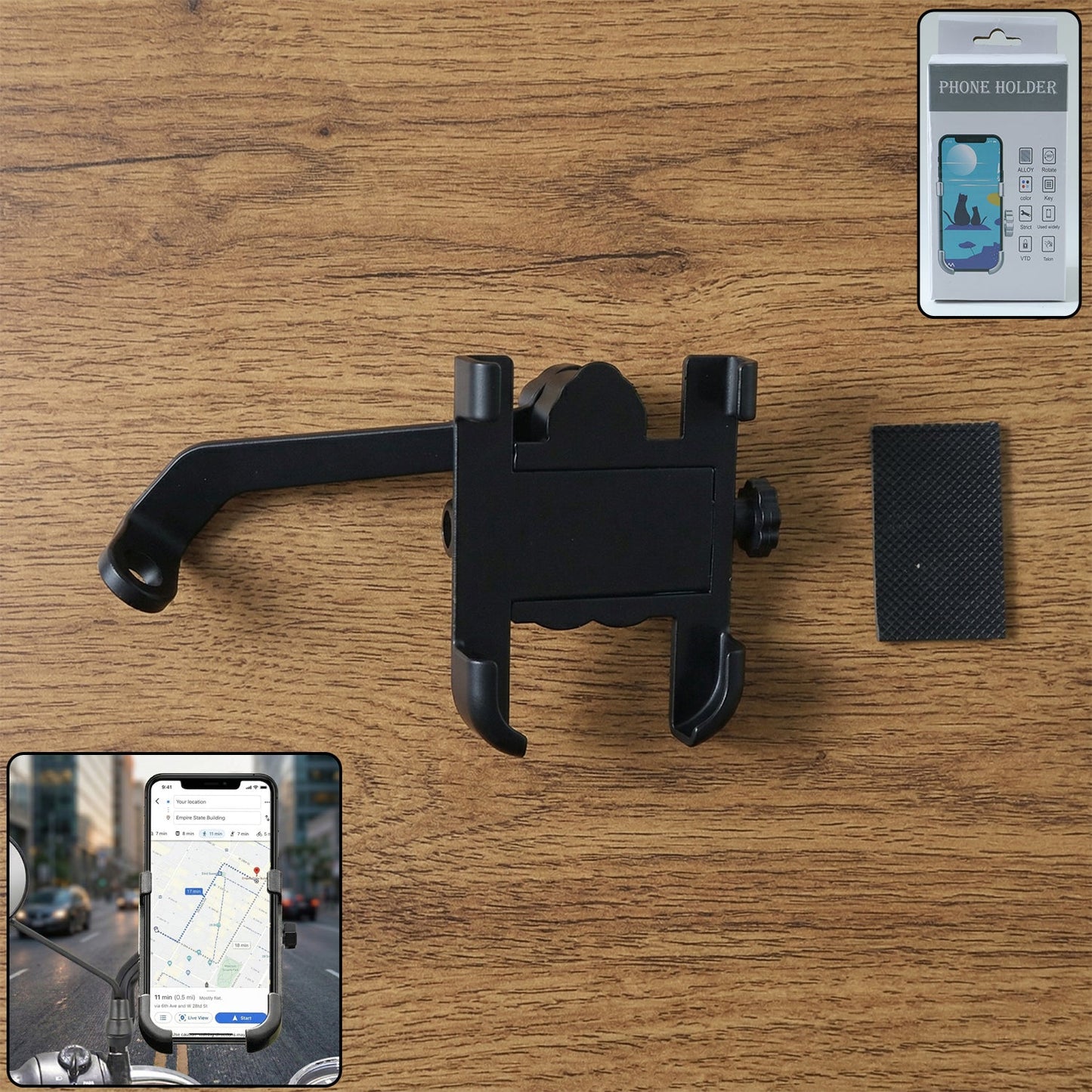 Mobile Phone Holder  View Mirror Mount Solid Metal Cradle for Bike and Phones